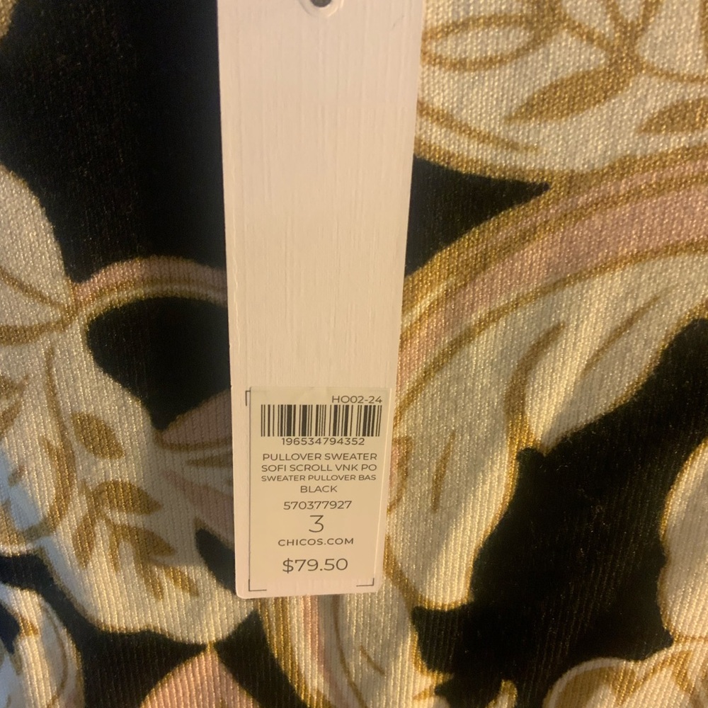 Chico's Set of Two Elegant Floral V-Neck Sweaters. Size 3 (16) NWT - Picture 11 of 12